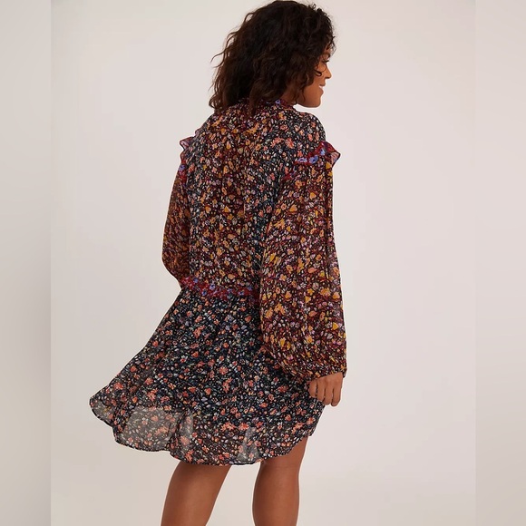 ANTHROPOLOGIE Helen Boho Floral Sheer Tunic Dress Size Medium - Picture 2 of 13